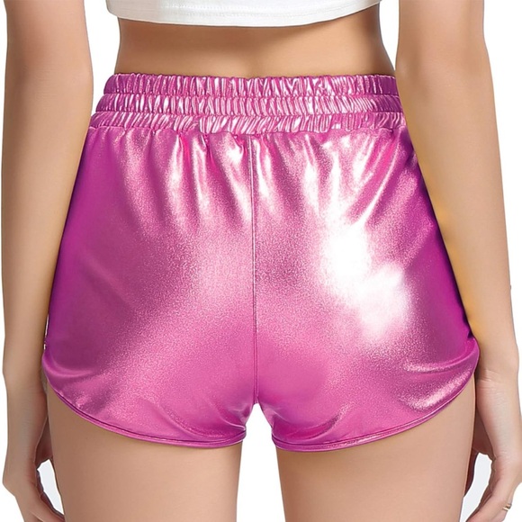 Amazon Women's Pink Metallic Shorts - Picture 3 of 5